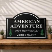 Custom engraved business sign with personalized company name and address, handcrafted outdoor sign for offices, storefronts, vacation rentals, driveways, and commercial properties by The Humble Chisel.