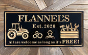 Personalized farm sign with custom family name and established date CNC-machined from premium wood and PVC